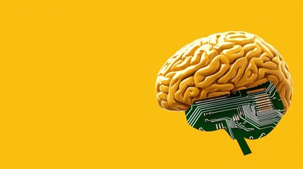 Leinwandbilder - Golden Brain Circuitry Artificial Intelligence Technology Concept