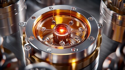 Poster - Glowing Core of Advanced Technological Machine Intricate Design Futuristic Concept