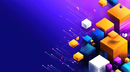 Poster - Abstract Colorful Cubes Digital Technology Background Design