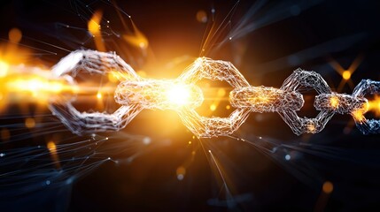 Poster - Abstract Digital Chain Network Connection Technology Link