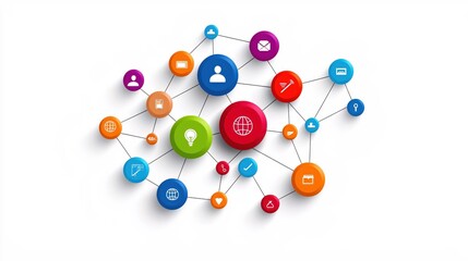 Poster - Global Network Connection Colorful Icons Digital Technology Communication