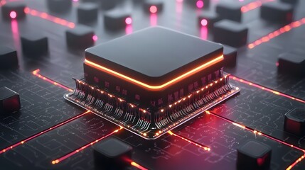 Poster - futuristic processor central processing unit technology innovation circuit board