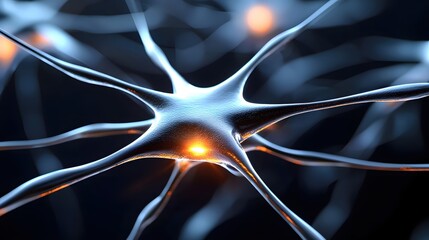 Aufkleber - Microscopic Neuron Network Glowing Synapse Digital Art