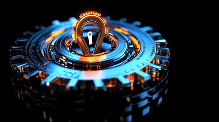 Poster - futuristic technology keyhole gear system abstract design