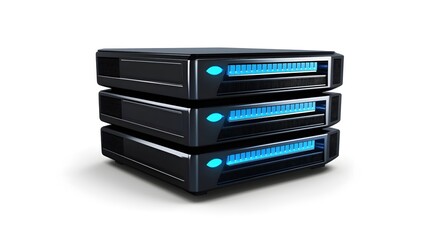 Poster - Sleek Black Servers Stacked High Tech Data Center Modern Technology