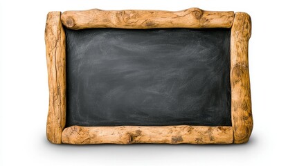 Wall Mural - Empty Rustic Chalkboard with Wooden Frame on White Background