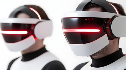 Poster - Futuristic Virtual Reality Headset Users Modern Technology