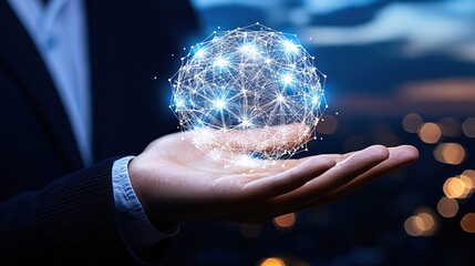 Poster - Global Network Connection in Hand Business Technology Concept