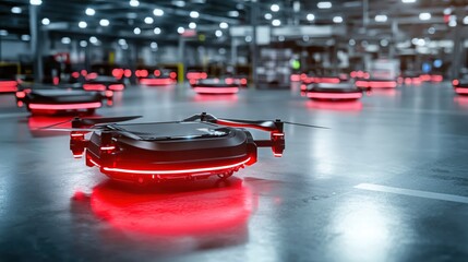 Poster - Autonomous Drone Delivery System Futuristic Warehouse Technology