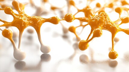 Aufkleber - Abstract Orange and White Molecular Structure Liquid Flow Design