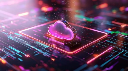 Poster - Neon Cloud Computing Digital Network Technology Data Server