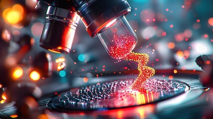 Poster - Microscopic DNA Helix Research Genetic Science Technology Innovation