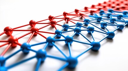 Poster - red and blue network connection abstract technology concept