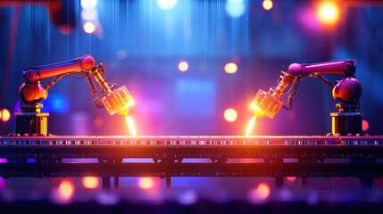 Poster - Advanced Robotic Arms Manufacturing Process Futuristic Technology Industry Automation