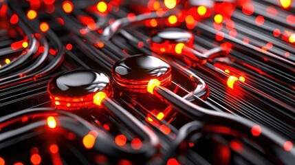 Poster - abstract red and black technology circuit background design