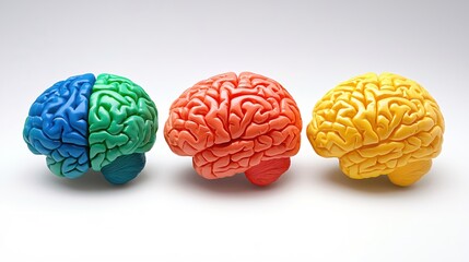Poster - Colorful Brain Models Illustrating Cognitive Concepts and Mental Processes