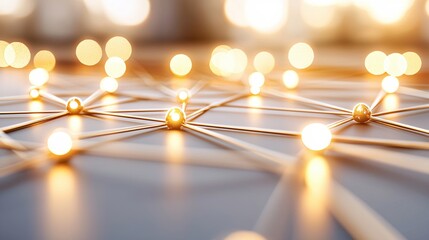 Poster - Golden Network Connections Illuminated Abstract Background