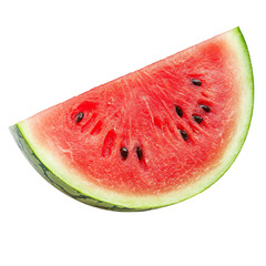 Poster - A close-up image showcases a vibrant red watermelon slice, isolated against a black background.