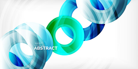 Poster - Bright colorful circles with light effects. Abstract background
