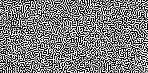 Poster - Monochrome Turing reaction background. Abstract pattern background. Linear design with biological shapes. Organic lines in memphis. Overlay template abstract Turing organic wallpaper background.	