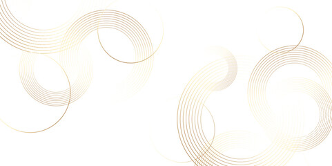Leinwandbilder - Abstract white background with golden circle rings. Spiral sound wave rhythm line and blind dynamic abstract background, Vector illustration design for presentation, banner, cover, poster, texture.	