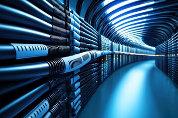 Poster - Intricate Network of Cables Extending in a Futuristic Environment with Depth
