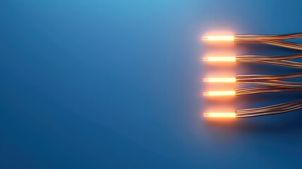 Poster - Glowing Futuristic Cables on Blue Background Representing Energy and Technology