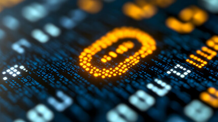 Poster - Digital currency code, glowing symbol