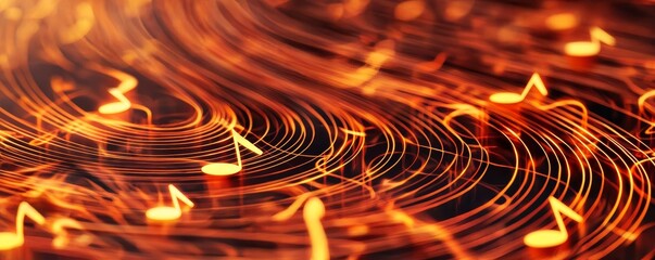 Poster - Culture entertainment concept. Vibrant musical notes swirling in a dynamic, abstract pattern.
