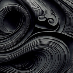 Leinwandbilder - Relief illustration with gray concentric lines and smooth curves, creating a sense of layering and depth