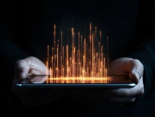 Poster - 21. A business strategist reviewing performance data on a tablet, with analytical charts highlighting key insights