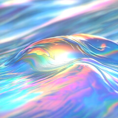 Aufkleber - Abstract rainbow landscape with waves of flowing curves shimmering in green, pink and blue. The subtle, organic style of the illustration conveys a sense of fluidity