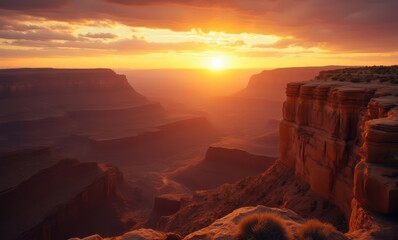 Wall Mural - Stunning sunset over canyon landscape