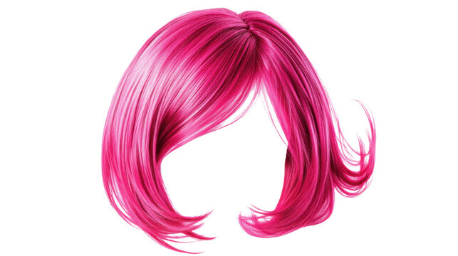 Short pink wig with transparent background for easy editing