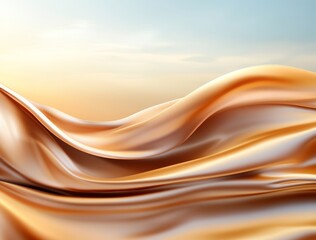 Poster - Golden Waves of Fabric Under a Soft Sky