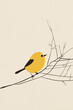 © Westend61 - Simplistic vector art of a yellow bird on a branch, against a cream backdrop