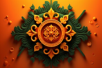 Aufkleber - Luxurious golden ornament with green accents takes center stage, creating a captivating visual display