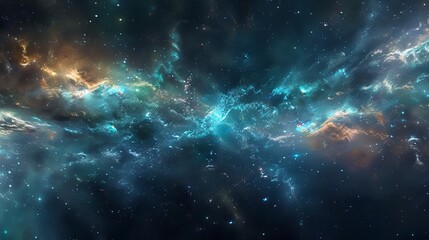 Wall Mural - immersive 360-degree equirectangular space background panorama featuring a vibrant nebula and shimme