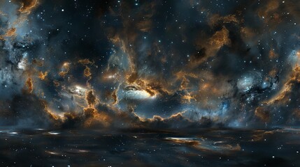 Wall Mural - immersive 360-degree equirectangular space background panorama featuring a vibrant nebula and shimme