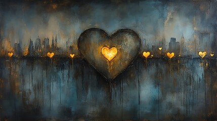 Poster - Abstract Valentine Art Piece with Delicate Heart Blending Colors