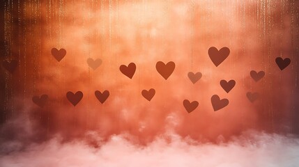 Poster - Dreamy Abstract Valentine’s Day Art with Flowing Hearts and Warm Colors