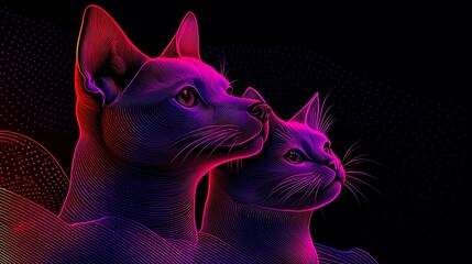 Fototapete - Dynamic Abstract Composition Featuring Dog and Cat Portraits