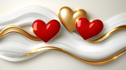 Poster - Dynamic Abstract Valentine Artwork with Swirls and Hearts