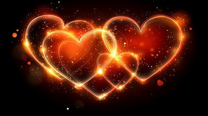 Poster - Dynamic Abstract Valentine Composition with Glowing Heart Shapes