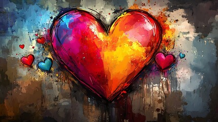 Poster - Abstract Dynamic Heart Composition for Valentine's Day Decor