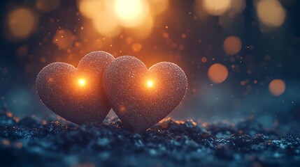 Poster - Elegant Abstract Artwork for Valentine's Day with Hearts and Glow