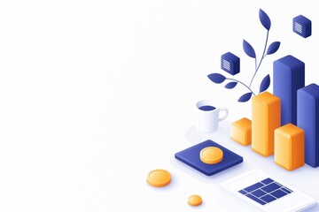 Poster - Dynamic Business Strategy Illustration with Digital Elements for Modern Marketing