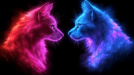 Poster - Modern Abstract Artwork Featuring Blended Dog and Cat Designs