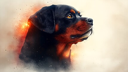 Poster - Modern Abstract Artwork Featuring a Dog and Cat in Blending Colors