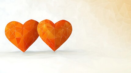 Poster - Modern Abstract Valentine Artwork with Geometric Orange Hearts
